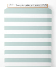 Tissu - Rayures horizontales vert menthe