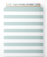 Tissu - Rayures horizontales vert menthe