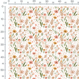 Tissu - Fleurs pastel et feuilles brunes