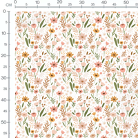 Tissu - Fleurs pastel et feuilles brunes