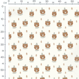 Tissu - Ours marron en bonnet gris