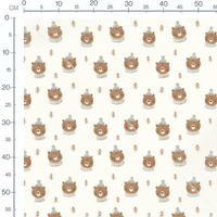 Tissu - Ours marron en bonnet gris