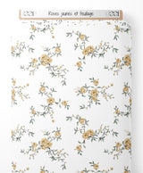 Tissu - Roses jaunes et feuillage