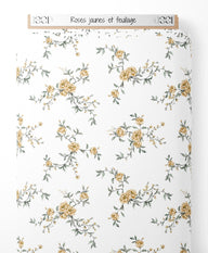 Tissu - Roses jaunes et feuillage