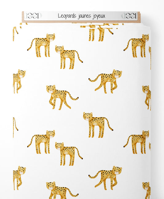 Tissu - Léopards jaunes joyeux