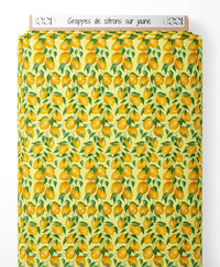 Tissu - Grappes de citrons sur jaune
