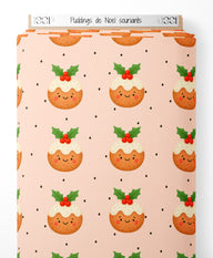 Tissu - Puddings de Noël souriants