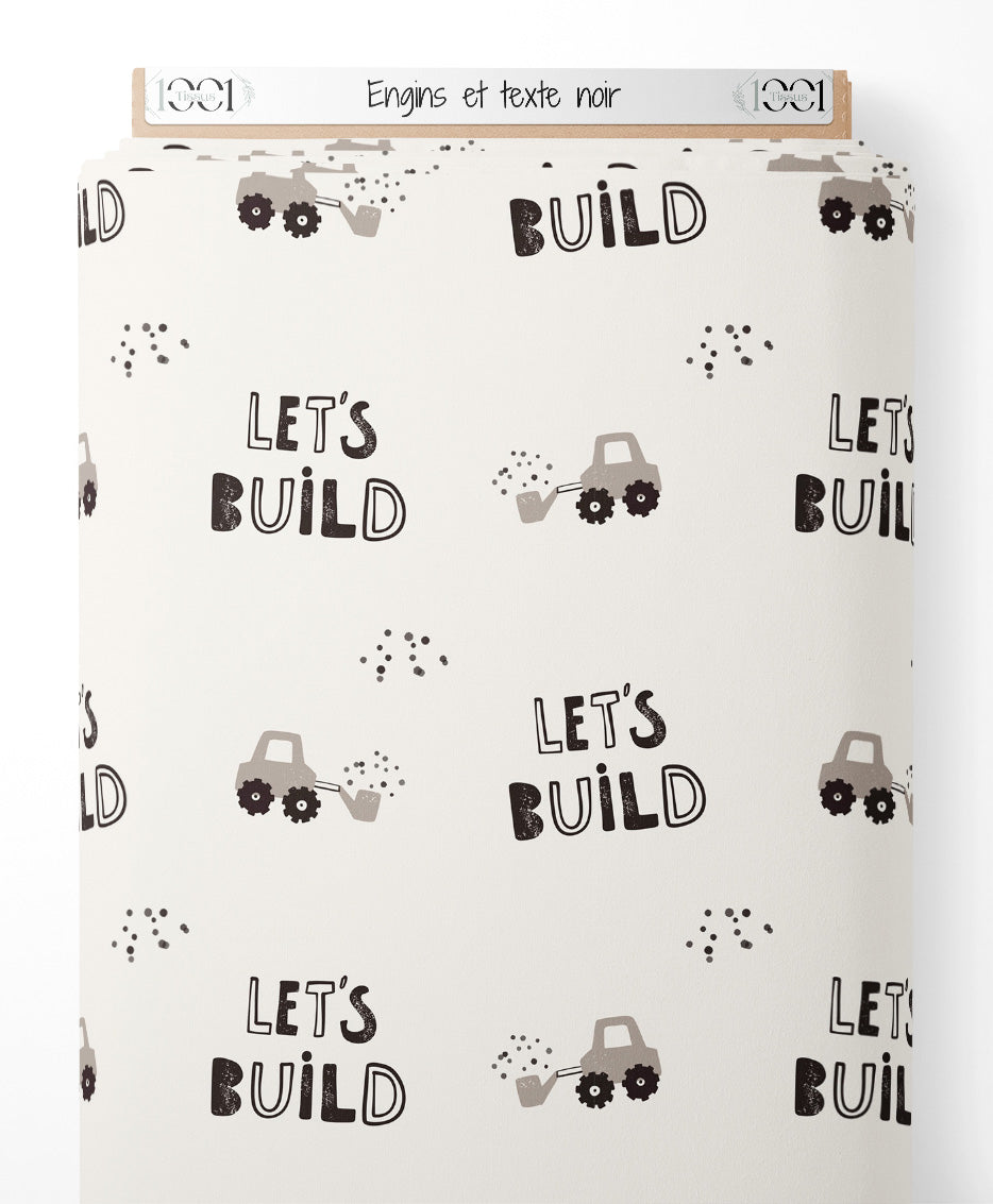 Tissu - Engins et texte noir