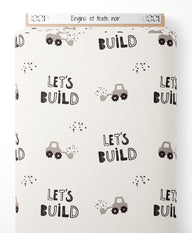 Tissu - Engins et texte noir