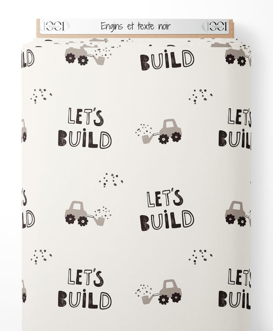 Tissu - Engins et texte noir