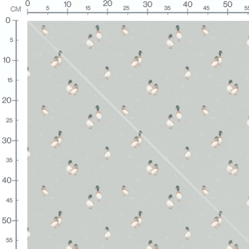 Tissu - Canards réalistes sur gris
