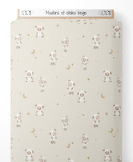 Tissu - Moutons et étoiles beige