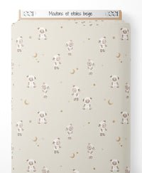 Tissu - Moutons et étoiles beige