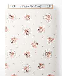 Tissu - Souris avec collerette beige