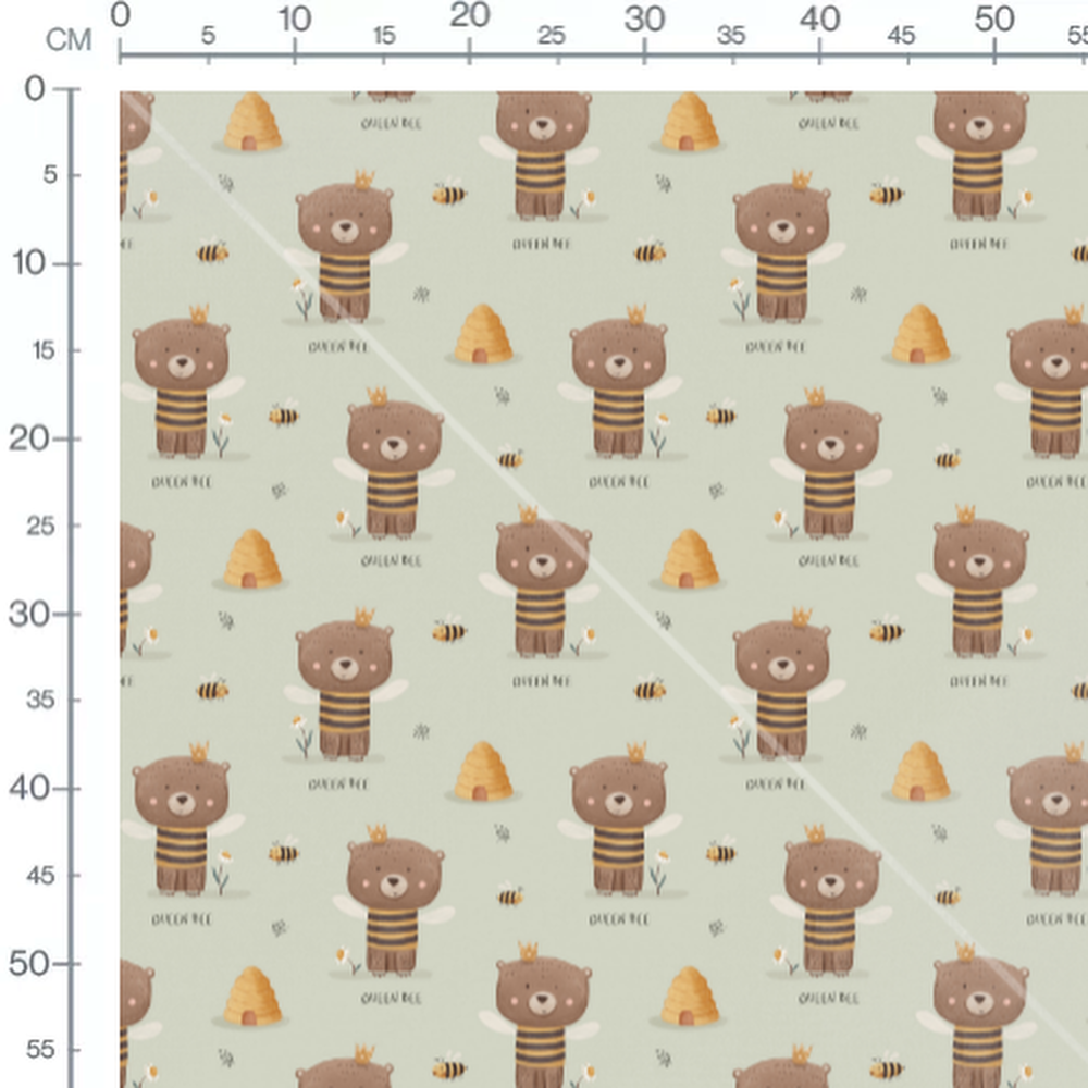 Tissu - Ours ailé et abeilles