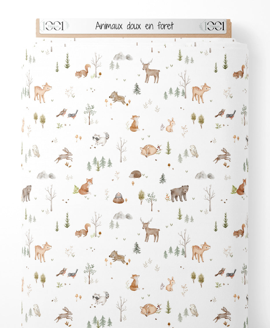 Tissu - Animaux doux en forêt