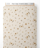 Tissu - Fleurs beige et marron variées