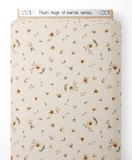 Tissu - Fleurs beige et marron variées