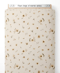 Tissu - Fleurs beige et marron variées