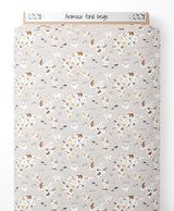 Tissu - Animaux sur fond beige