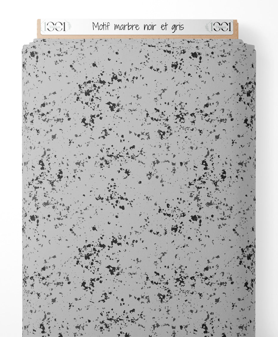 Tissu - Motif marbré noir et gris