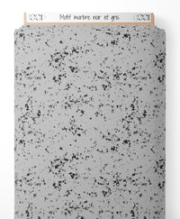 Tissu - Motif marbré noir et gris