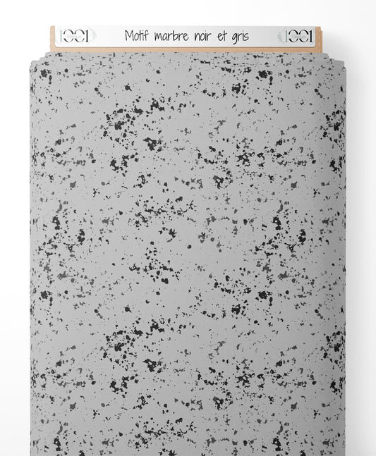 Tissu - Motif marbré noir et gris