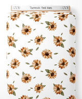 Tissu - Tournesols sur fond blanc