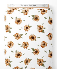 Tissu - Tournesols sur fond blanc