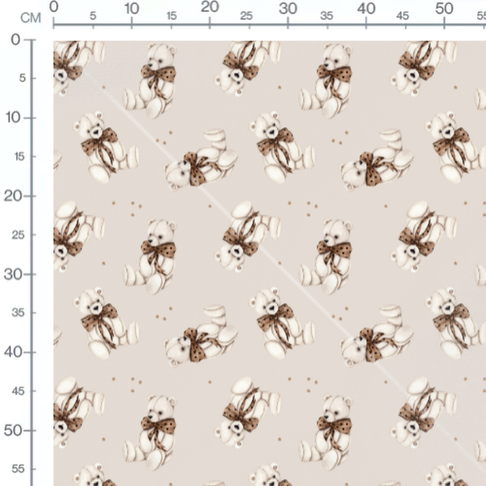 Tissu - Oursons à pois sur beige