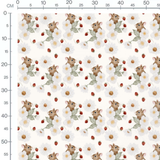 Tissu - Souris brunes et fraises rouges