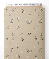 Tissu - Petites fleurs blanches sur beige