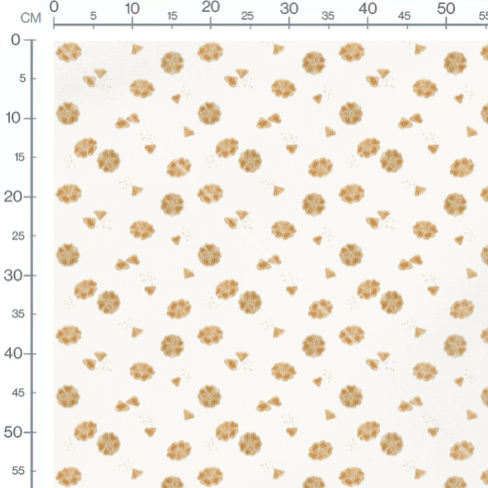 Tissu - Gaufres dorées sur blanc