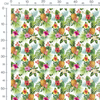 Tissu - Ananas et fleurs tropicales