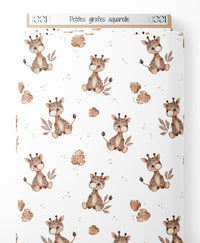 Tissu - Petites girafes aquarelle