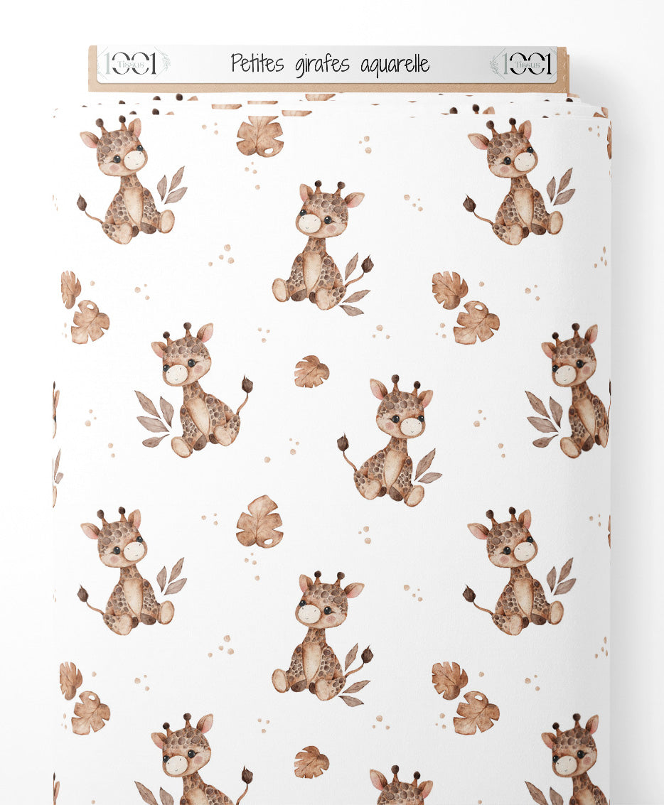 Tissu - Petites girafes aquarelle
