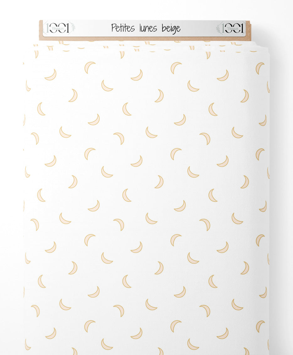 Tissu - Petites lunes beige