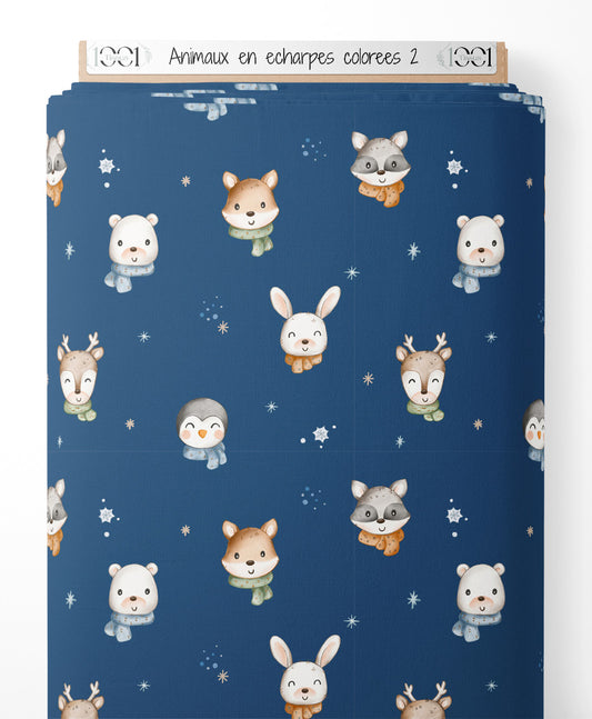 Tissu - Animaux en écharpes colorées 2