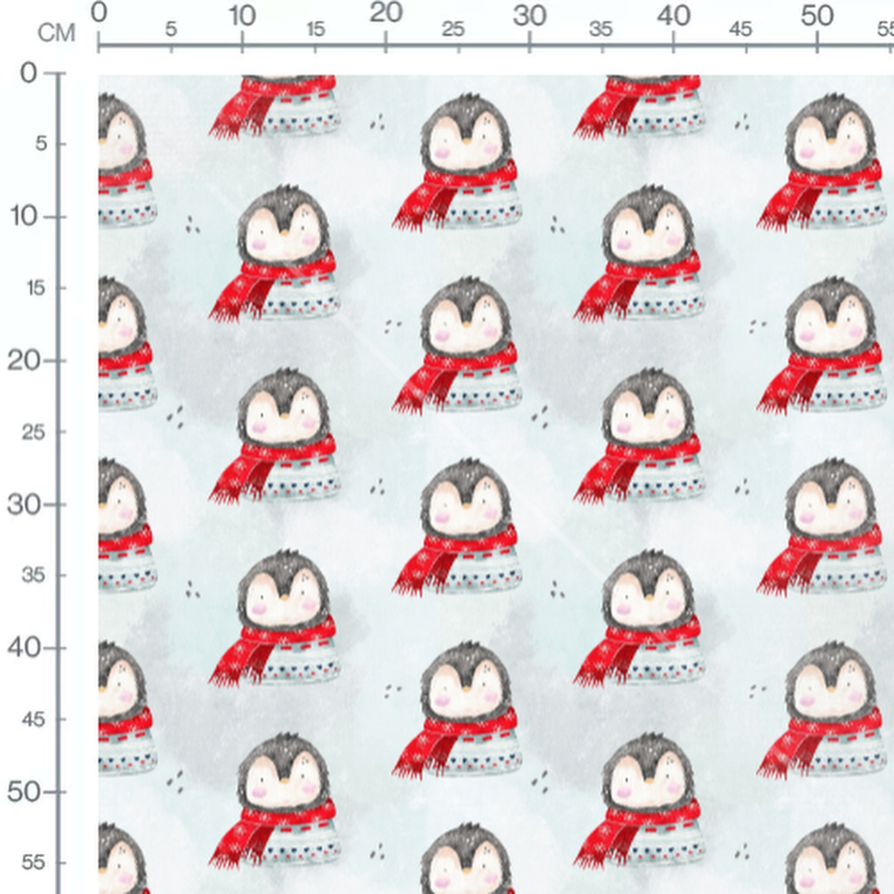 Tissu - Pingouins clairs et écharpes