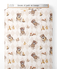 Tissu - Oursons et jouets en losanges