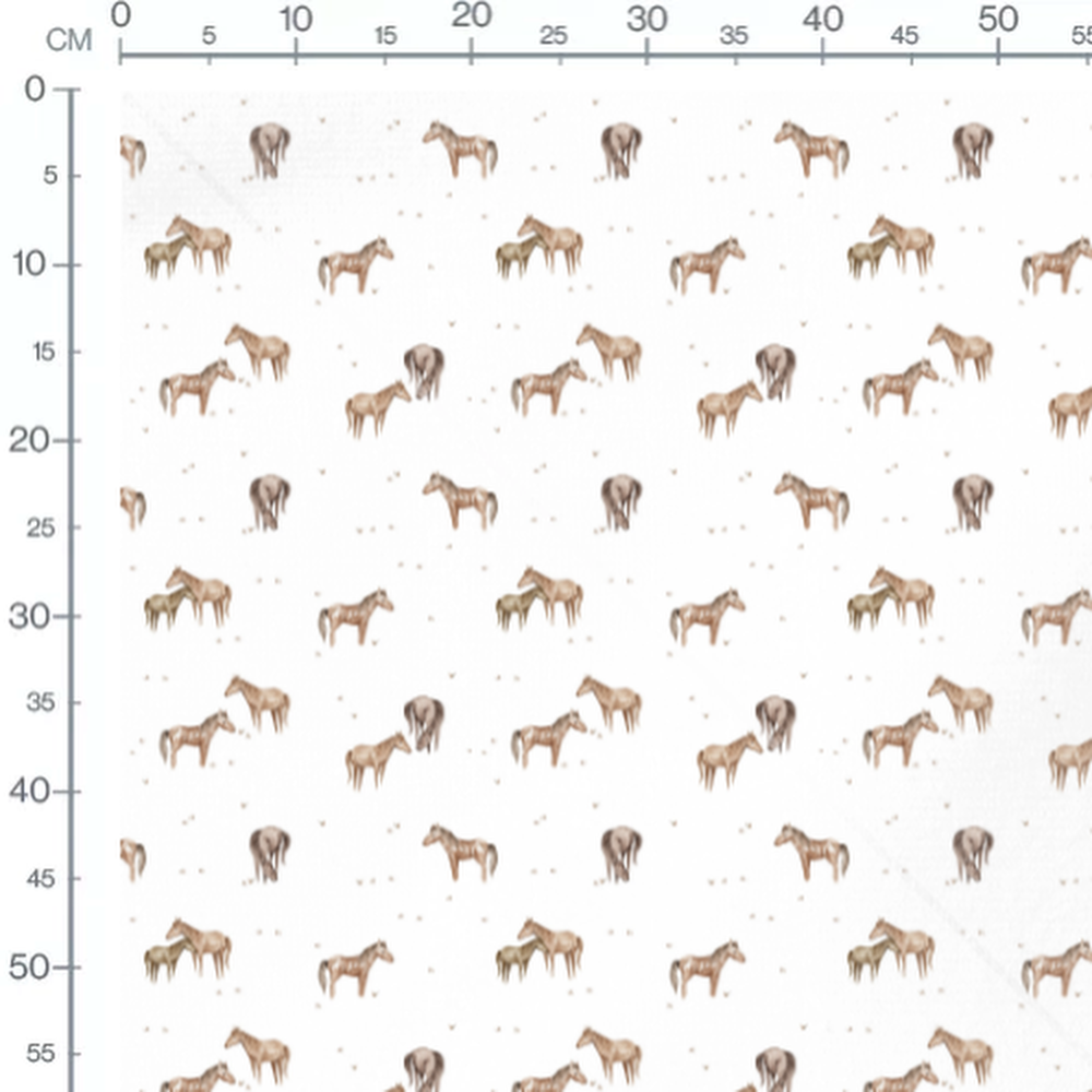 Tissu - Chevaux bruns et gris en action