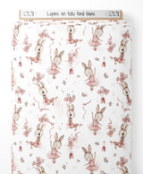 Tissu - Lapins en tutu sur fond blanc