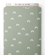 Tissu - Arcs blancs sur vert kaki