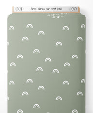 Tissu - Arcs blancs sur vert kaki