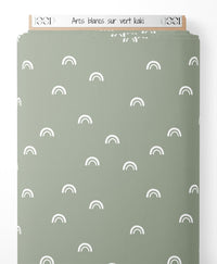 Tissu - Arcs blancs sur vert kaki