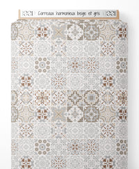 Tissu - Carreaux harmonieux beige et gris