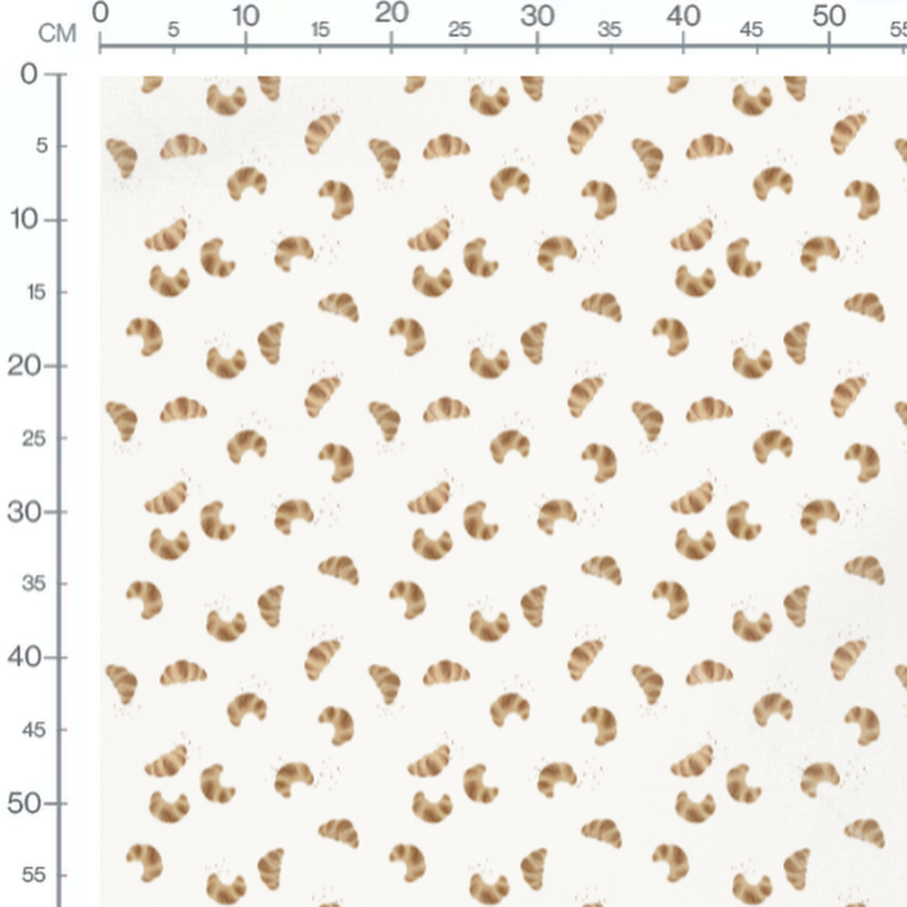 Tissu - Croissants dorés et miettes