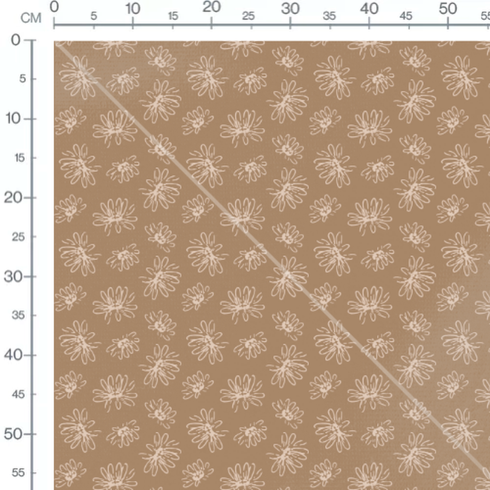 Tissu - Fleurs stylisées beige marron