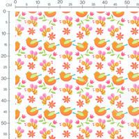 Tissu - Oiseaux et abeilles colorés