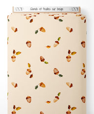 Tissu - Glands et feuilles sur beige